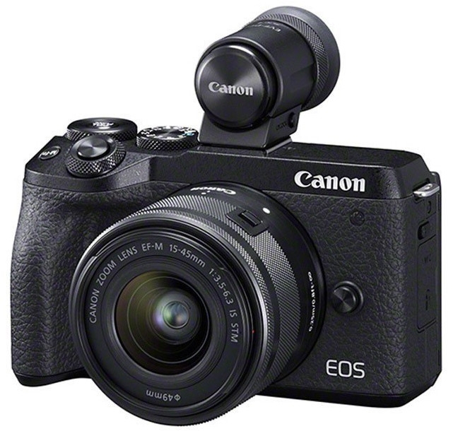 Canon EOS M6 II schwarz inkl. EF-M 15-45mm 1:3,5-6,3 IS STM + EVF-DC2 Auf­steck­su­cher