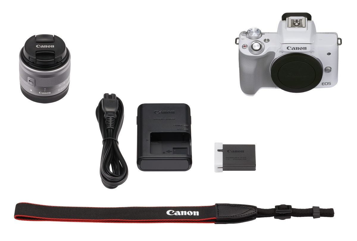 Canon EOS M50 II weiß+EF-M 15-45 mm IS STM 