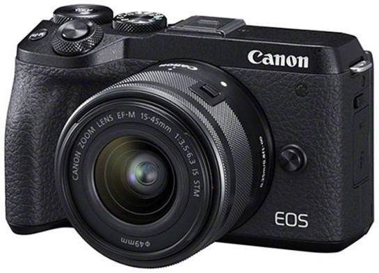 Canon EOS M6 II schwarz inkl. EF-M 15-45mm 1:3,5-6,3 IS STM + EVF-DC2 Auf­steck­su­cher