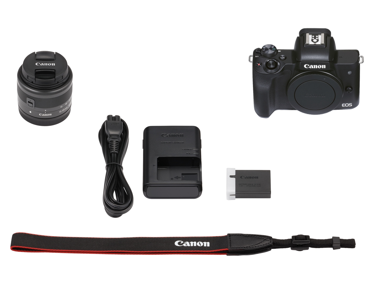 Canon EOS M50 II schwarz Vlogger Kit mit 15-45 IS STM+32GB SD+Mikrofon+Ministativ