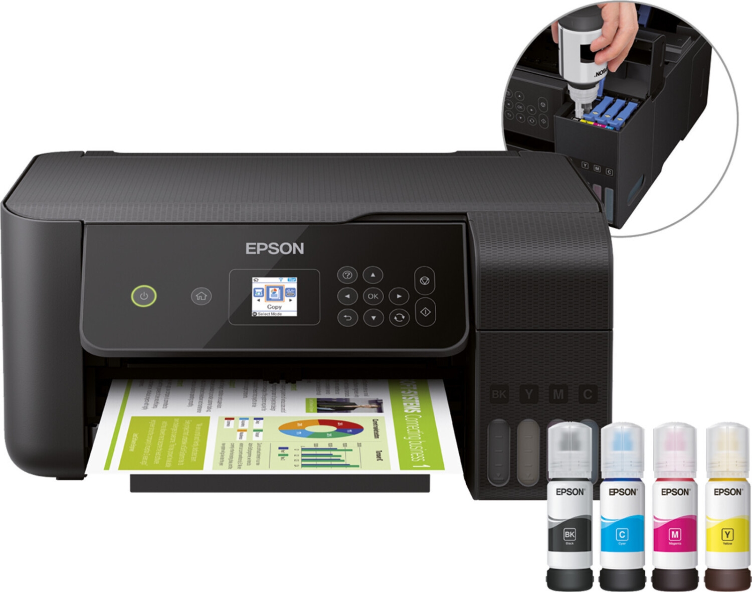 EPSON EcoTank ET-2721, 3-in-1 Mul­ti­funk­ti­ons­dru­cker, Schwarz