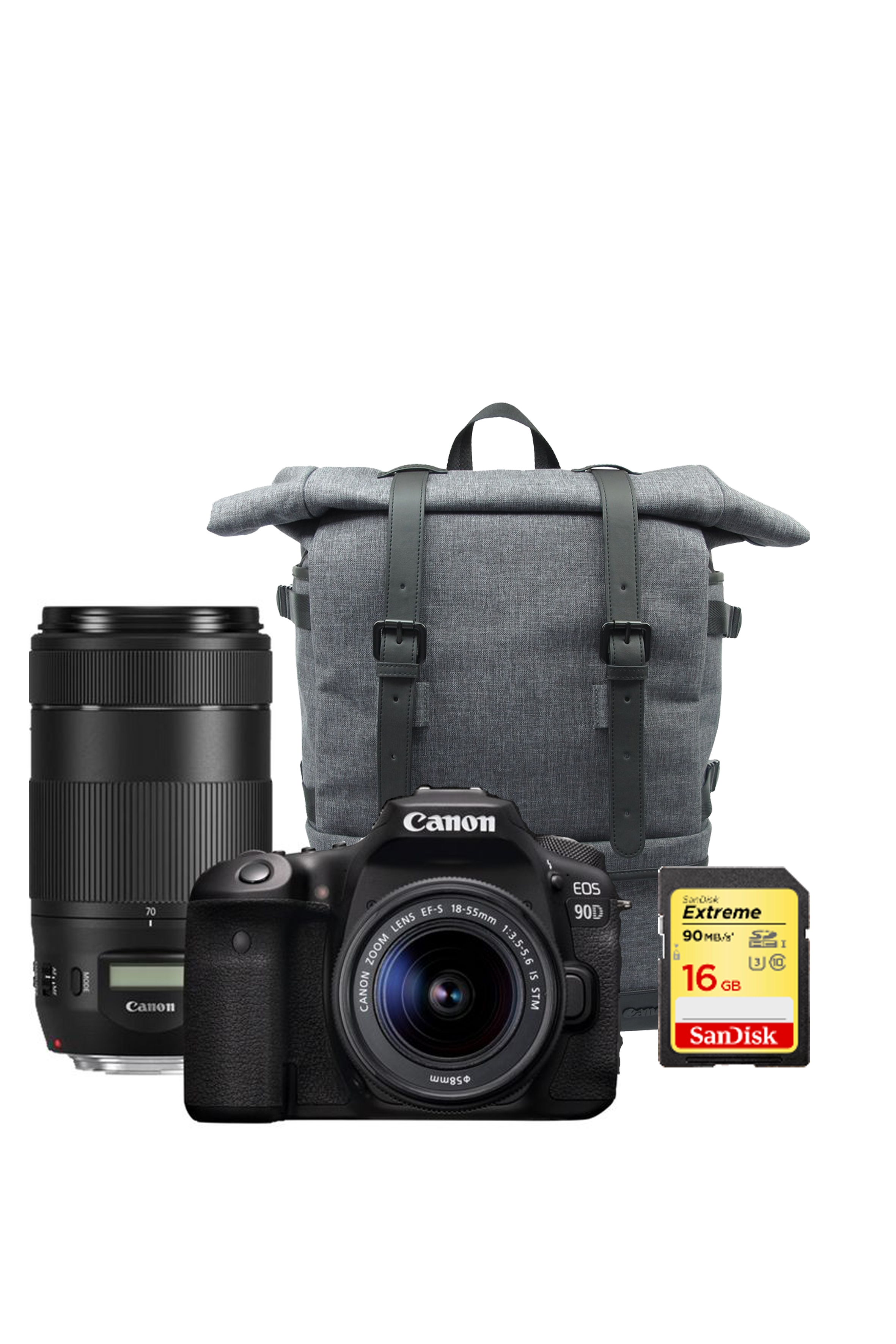 Canon EOS 90D + EF-S 18-55mm IS STM + EF 70-300mm IS II USM + Rucksack + SD-Karte 16GB   TRAVELSET
